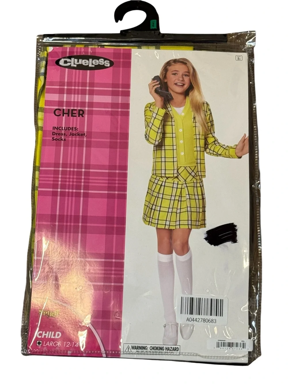Spirit Clueless Cher Yellow Green Plaid Costume Dress Jacket Socks NWOT